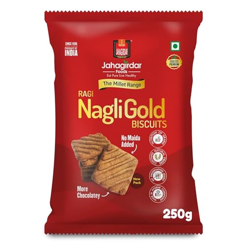 Image of JAHAGIRDAR FOODS Chocolate Flavour | 0% Maida RAGI Biscuit | Cookies Millet Biscuits - 250g (Pack of 1)