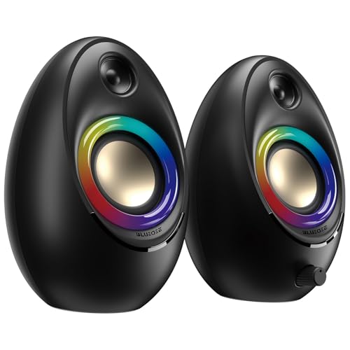 Bluedee Computer Speakers for Desktop PC, Bluetooth 5.4 Desktop Speakers with 2 Speaker Units, Dynamic RGB Light USB Speaker, USB/Type-C Powered Plug & Play PC Speakers for Desktop, Laptops, Tablet