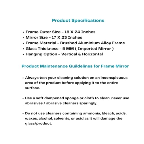 Image of Metal Frame Mirror Glass for Wall /Aluminium Circular Bathroom Wall Mirror 18x24 Inch /Mirror for Bathroom /Bedroom /Living Room /Entryway /Dressing Room /Decorative /Vanity| AFM1824A4