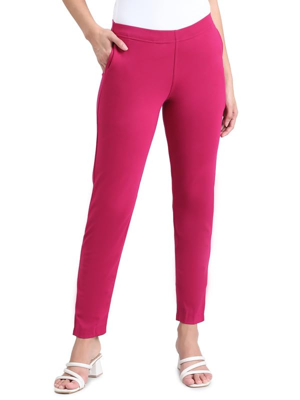 Image of GO COLORS Ponte Smart Kurti Pants Full Length for Women | Breathable, Mid Rise