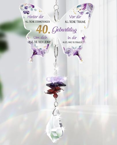 TheGiffter 40 Geburtstag Frauen, Acryl Anhänger 40.Happy Birthday, Geschenke Zum 40 Geburtstag Für Frau Freundin Beste Freundin Schwester Mama Kollegin