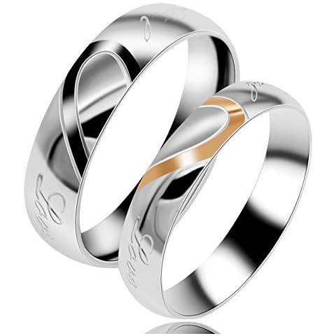 Tobestu Couples Titanium Stainless Steel Wedding Engagement Band Rings Engraved Real Love Y552 (Women, 5) Cover