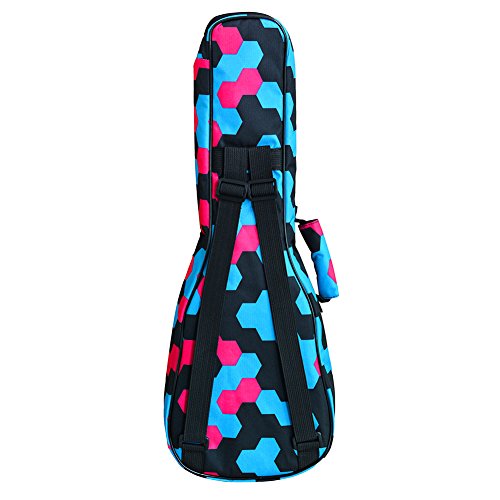 Hot Seal 10Mm Sponge Padding Waterproof Durable Colorful Conventional Ukulele Case Bag With Storage (23/24 Inch, Blue Honeycomb) #TOP1