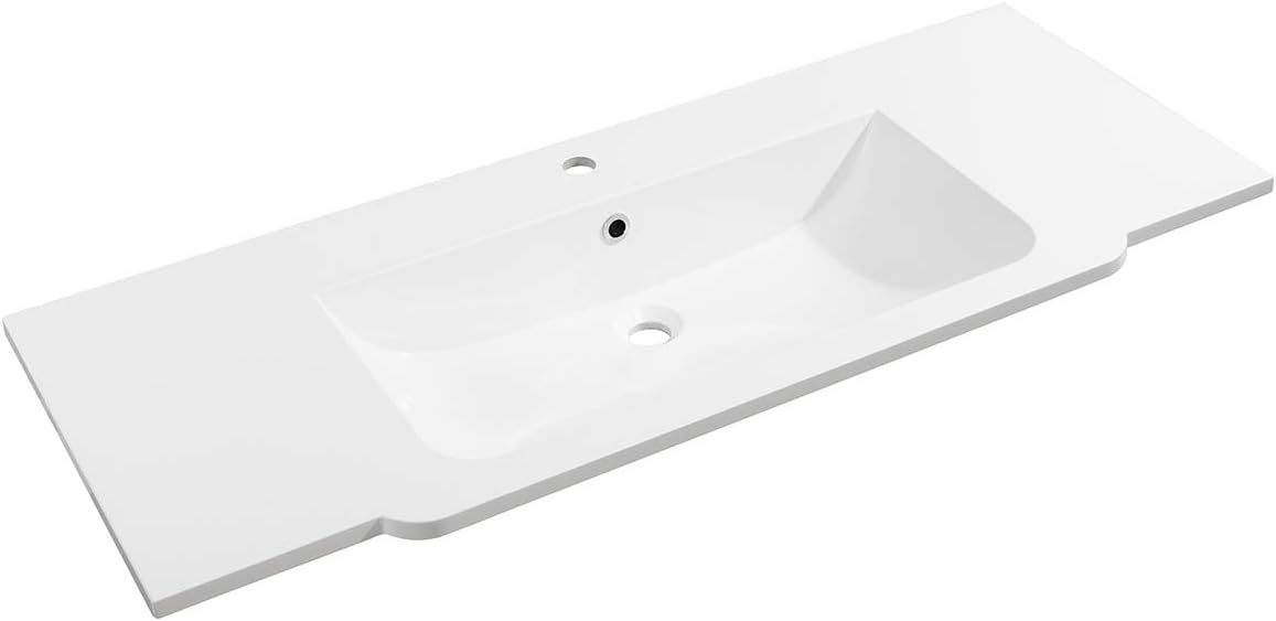 FACKELMANN Luxor Cast Marble Basin Centre/Washbasin Made of Cast Marble / Dimensions (W x H x D): approx. 80 x 14.5 x 48.5 cm / High-Quality Bathroom and Toilet Basin / Colour: White / Width: 80 cm