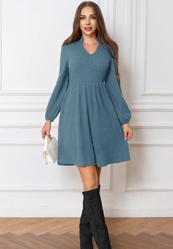 Image of MarryUP Womens Work Dresses Elegant Square Neck 3 /4 Sleeve High Waist Bodycon Ruffle Vintage Church Pencil Midi Dress