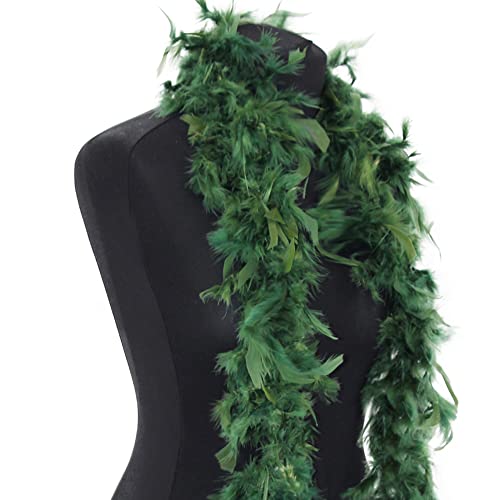Feather Boa 50g 180cm Soft Turkey Feathers Light Long Boas for Women Hen Party Fancy Dress Costume Burlesque Dance Showgirls 1920s Gatsby Flapper Halloween Christmas Photo Props (Pine Green)