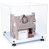 Better Display Cases Acrylic Versatile Display Case - Large Square Box with Clear Case, Black Risers and White Base 15.5' x 15.5' x 15.5' (A118)