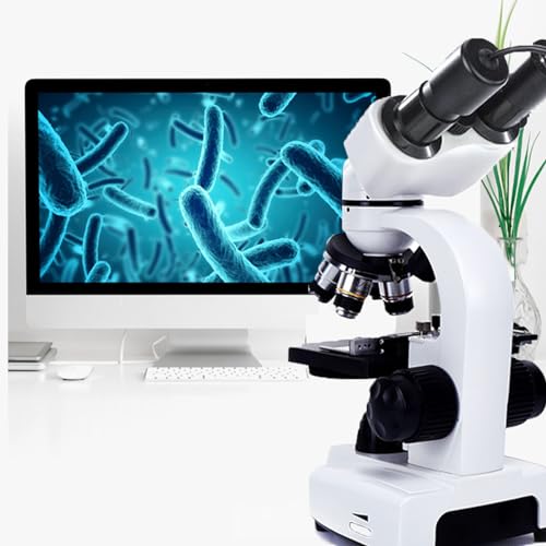 Dwuokularowy Mikroskop Złożony (120 000X) - Podłączony Do Komputera + Okular Komputerowy, Odpowiedni Do Szkolnego Laboratorium I Edukacji Domowej, White