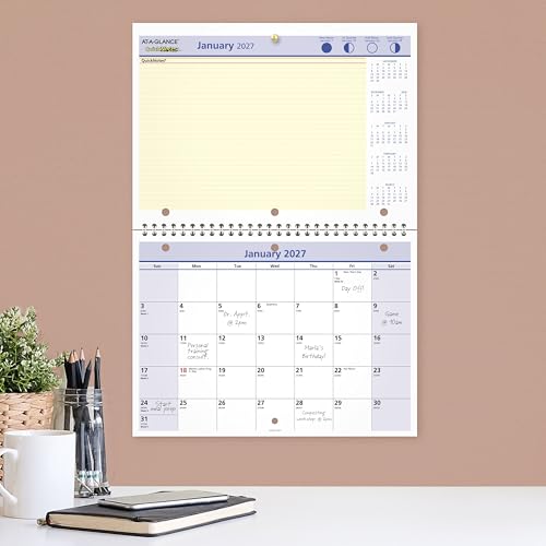 Image of AT-A-GLANCE 2027 Wall Calendar, 8 inch x 11 inch Planner, Fits 3-ring Binder, Unruled Blocks, QuickNotes, Monthly (PM502827)