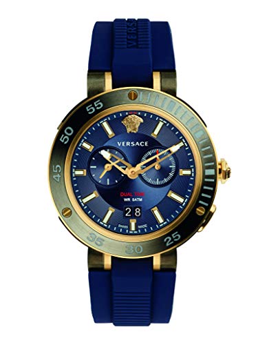 Versace �����Y VCN010017 V-Extreme PRO �A�i���O�f�B�X�v���C �X�C�X�N�H�[�c �u���[�E�H�b�`, �u���[-IP�O���[/IP�C�G���[/�u���[