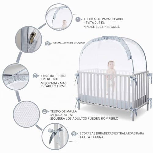 Miniatura 6 de Mosquitera Para Cuna, Para Cuna De Bebé, Plegable, Con Bolsa De Transporte Gris, 70 X 140 Cm