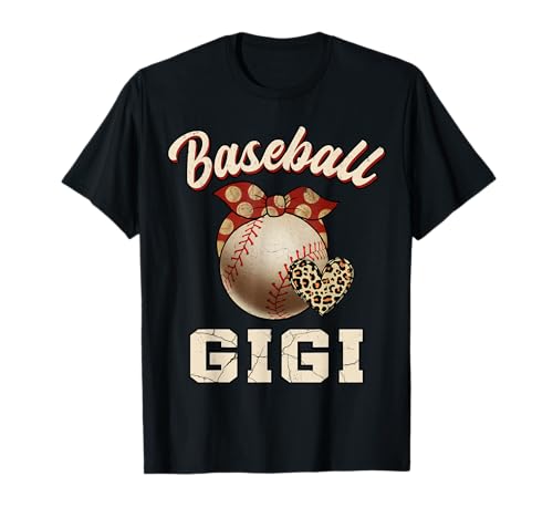 Baseball Gigi Bandana Leopard Heart Fans Mother's Day T-Shirt