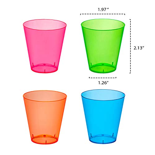 Party Essentials Hard Plastic 2-Ounce Shot/Shooter Glasses, 40-Count, Assorted Neon #TOP2