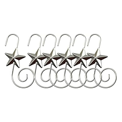 WEIBIAO Ornament Hooks Electroplate Metal Wire Hooks Ornament Hangers with for Christmas Tree Decoration Star (Silver, 24) Cover