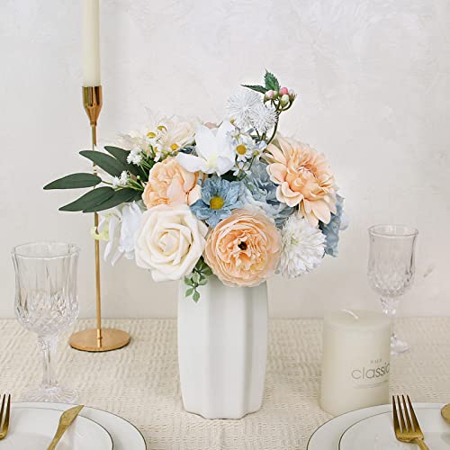 Artificial Fake Flowers Diy Bouquets Centerpieces Real Looking Faux Flowers For Wedding Flowers With Leaves And Stems Handmade Floral Arrangements Bridal Baby Shower Party Tables Home Decor #TOP2