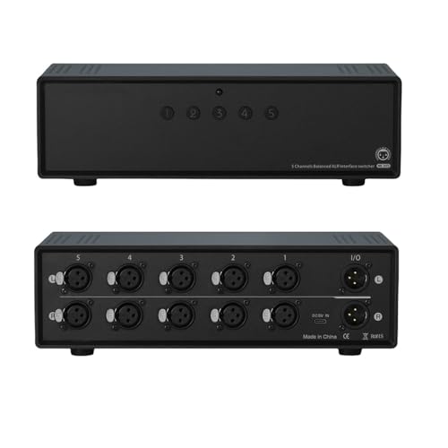 Commutateur XLR distributeur multi-source 5 entrées 1 sortie boîtier métal