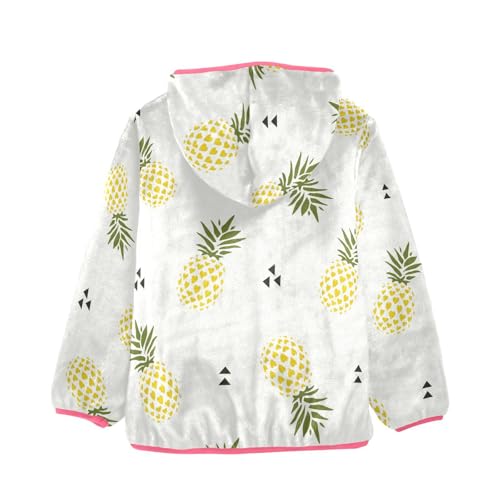 OTVEE Summer Yellow Pineapple Fruits Kids Hoodie Jacket Fall Spring Full Zip Warm Outwear Coat2