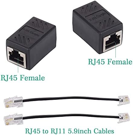 SHONCO RJ45 Ethernet Splitter,RJ45 Network Splitter Cable,RJ45 Female to RJ11 Male Adapter for Ethernet Cable Extender,2Pack,Black