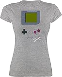 Nerd Geschenke - Gameboy - XXL - Grau meliert - Shirt 90 Party - L191 - Tailliertes Tshirt für Damen und Frauen T-Shirt
