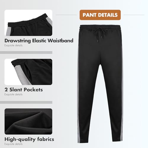 Hooteria Men's Track Suits Sets Long Sleeve Full-zip Sweatsuit Athletic Jogging Gym 2 Piece Outfit Black 2XL — view 4