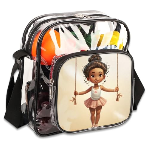 Clear Crossbody Bag Stadium Approved Girl Dance Transparent Bag for Festivals, Sports Events, Concerts,Beach Bag for Women Men Clear Purse with Front Pocket Messenger Bag with Adjustable Strap