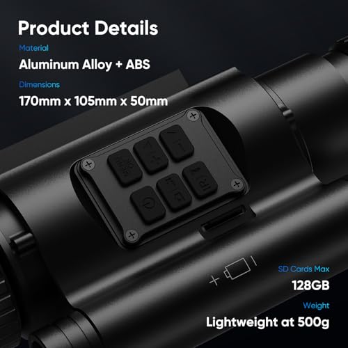 GOYOJO Night Vision Rifle Scope, 1920x1080 Resolution Day/Night Vision Monocular with Camera&Video, 50mm Focal Lens Vision Optics for Night Hunting Camping - Thumbnail 7
