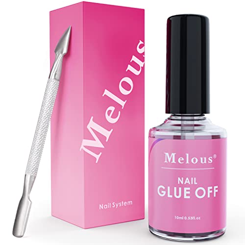 Melous Nail Glue Debonder Glue Off Nail Glue Remover With Cuticle Pusher For Acrylic False Nails Fake Nail Adhesives Remover Nail Tips Remover 10Ml #TOP4