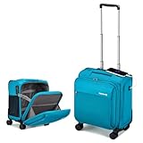 Hanke 16 Inch Underseat Carry On Luggage with Wheels Small Suitcase Softside Luggage Bags for Travel Lightweight Suitcases with Wheels Travel Luggage Personal Item for Men and Women(Caribbean Blue)