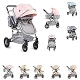 Kinderwagen für Mädchen in rosa mit Babywanne und Sportsitz in einem, für Babys ab Geburt geeignet