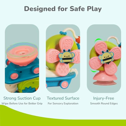 Image of R for Rabbit Orapple Spinster Toy for Baby 5-in-1 Suction Spinner, Rattle, Friction Car, Windmill & Sensory Play | BPA-Free, Safe & Durable | Interactive Learning Toys for 6+ Months Kids (Blue Cream)