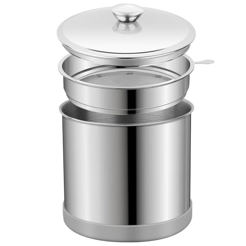 Comparison: Best Bacon Grease Container 11 Ohtomber 1.2L Bacon Grease Saver Container with Fine Mesh Strainer and Non-slip Silicone, Cooking Oil Keeper Grease Fat Storage Filter Container for Kitchen, Used Oil Holder Pot