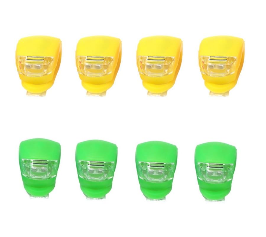 8 Stück wasserdichte LED Kinderwagen Lichter mit heller Beleuchtung, Mehrzweck Warnlicht für Kinderwagen Scooter Roller Outdoor Läufer (Grün Gelb 1)