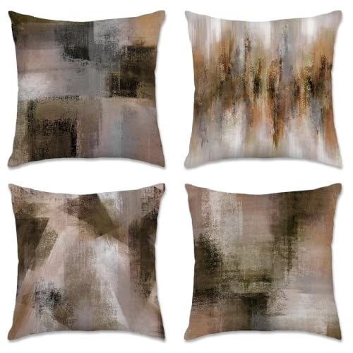 Hexagram Throw Pillow Covers 18x18 Brown Beige Decor Throw Pillows Outdoor