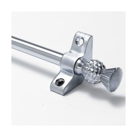 Simplicity Quality Stair Rods 3/8" x 28.5" Satin Chrome Flat bar Thistle Finial Cover