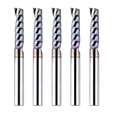 SpeTool 5PCS O Flute TAC Coated Spiral CNC Router Bit 1/4 Inch Shank 1 Inch Cutting Length, Single Flute End Mill for Acrylic Aluminum Wood Cut