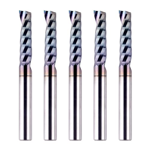 SpeTool 5PCS O Flute TAC Coated Spiral CNC Router Bit 1/4 In...