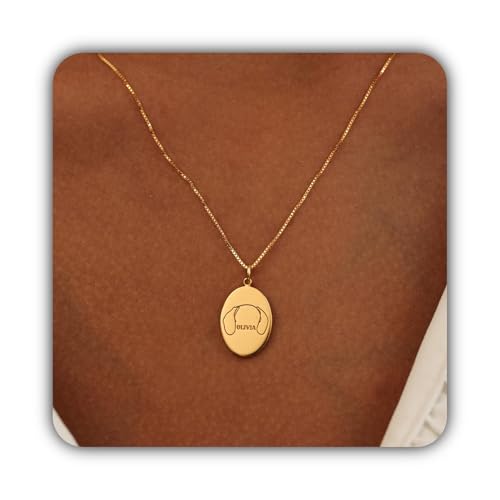 Collier personnalisé oreilles de chien avec nom de race et empreinte de patte