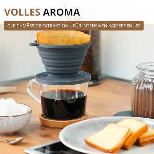 Westmark Kaffeefilter Faltbar aus Silikon – Handfilter Kaffee – Kaffeefilter Wiederverwendbar – Ideal für Unterwegs, Camping & Reise – Schwarz, Gr. 2, Anthrazit