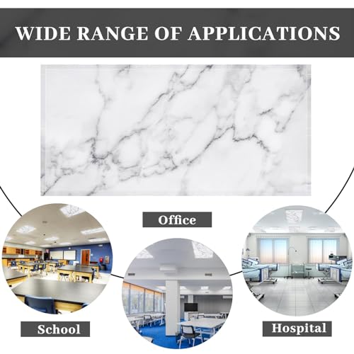 Image of Hortsun Pack of 2 Fluorescent Light Covers 4 x 2 Feet Magnetic Ceiling Light Cover Room Supplies for Home Office(White Marble)