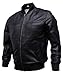 Varsity Bomber Leather Jacket Men | Genuine Lambskin Baseball Flight Jacket (Black, XX-Large)