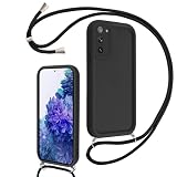 Coalbooliy Cover per Samsung S20 FE（5G）/S20 Lite/S20 Fan Edition 6,5" con Cordino per Cellulare, Custodia Silicone con Regolabile Collana Sottile Morbida Case Antiurto con Necklace, Nero