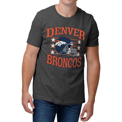 FOCO Denver Broncos NFL Mens Gridiron Glory T-Shirt - Dark Heather Grey - XXXL