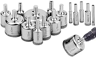 15 Pcs Diamond Drill Bit Sets, 6-50mm Tile Hole Cutter Set Diamond Hole Saw for Glass, Ceramics, Porcelain, Ceramic Tile