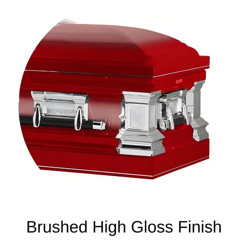 Titan Casket Era Series Stainless Steel Casket (Red) Handcrafted Funeral Casket - Red Finish With White Crepe Interior #TOP2