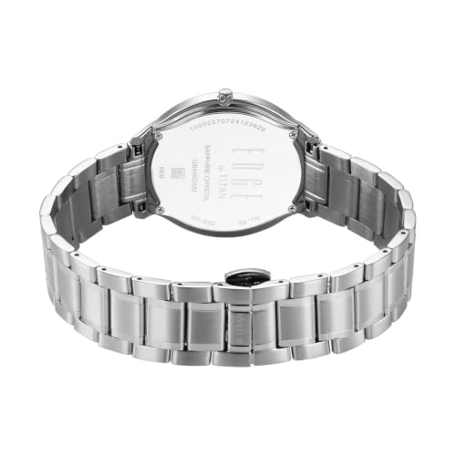 Image of Edge Plain 2 Hands Slim Grey Round Dial Steel Colour Stainless Steel Strap Mens Watch - NU10044SM01