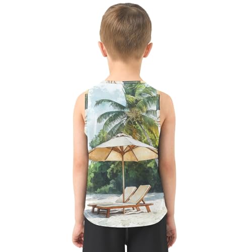 susiyo Watercolor Beach Chair Trees Boys Sleeveless Tank Top Girls Athletic T Shirt3