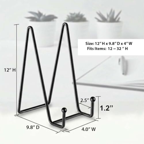 Image of Metal Photo Stand for Table - Elegant Display Stand for Decorative Plates and Pictures, Ideal Metal Tabletop Photo Frame Stand for Home and Office Decor (12 IN (2 Pcs))
