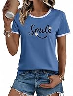 Fabric: Soft cotton-blend fabric provides breathable comfort for all-day wear. Lightweight and airy, this women’s summer t shirt, loose fit tee, and casual short sleeve top is ideal for spring and summer outfits. Design: Classic crew neck with comfy ...