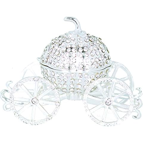 VI N VI Silver Pumpkin Jewelry Box with Rhinestones Cover