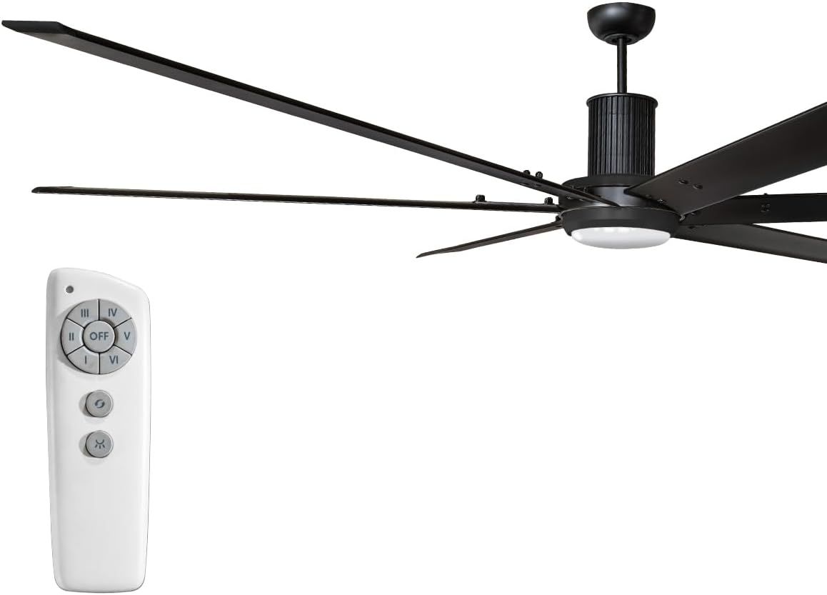 Maxx Air 96 In. Indoor 6-Speed Ceiling Fan with Light. Powerful 6-Speed Ceiling Fan with Energy Efficient 35 Watt Motor. 13,000 CFM and 2,700 Sq ft of Coverage (Black)